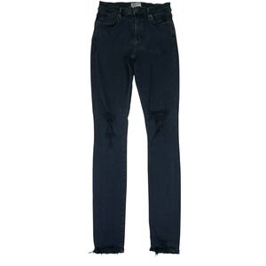 AGOLDE Premium Wash Dark Blue Denim Jeans Distressed‎ Raw Hem Skinny Size 25